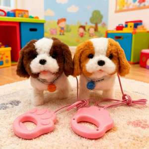 <span class=keywords><strong>Peluche</strong></span> eléctrico controlado por Correa, perro simulado, juguete de <span class=keywords><strong>peluche</strong></span> eléctrico, regalo para niños, <span class=keywords><strong>cuerda</strong></span>, cachorro, caminar, aprender a hablar, animales - Product Image 2