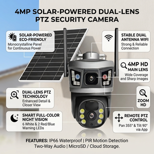 Caméra de sécurité solaire CMOS 4MP, vision nocturne, suivi de mouvement humain, stockage sur carte SD, application intelligente <span class=keywords><strong>V380</strong></span>, 4G, aucune alimentation/réseau requis - Product Image 6