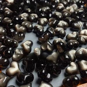 Cristal Natural de Obsidiana Plateada en Forma de Corazón, Piedra Curativa para Decoración, Precio al por Mayor - Product Image 1