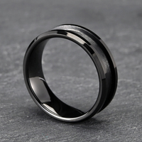 Vente en gros de 8mm bague vierge personnalisée noir tungstène cobalt chrome titane biseauté bague souveraine vierge bague de bijoux à bricoler soi-même