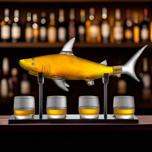 Carafe à liqueur en verre avec 4 tasses 1000ML Carafe à liqueur en verre faite à la main Requin Poisson <span class=keywords><strong>Whisky</strong></span> Carafe - Product Image 5