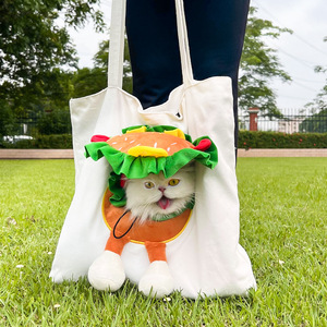 <b>Pet</b> <b>Carrier</b> Backpack For Cats Dogs Portable Bag With Burger Design M L Size Polyester Material - Product Image 3