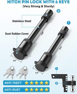Enganche <span class=keywords><strong>de</strong></span> <span class=keywords><strong>remolque</strong></span> ajustable <span class=keywords><strong>de</strong></span> 6 pulgadas compatible con receptor <span class=keywords><strong>de</strong></span> 2 pulgadas, <span class=keywords><strong>bola</strong></span> sólida doble <span class=keywords><strong>de</strong></span> 2 "y 2-5/16" (12.500 LBS GTW) - Product Image 2