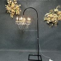 Accessoires de mariage, lustre en cristal acrylique avec support en métal noir, lustre pour allée de scène en plomb pour fête de mariage