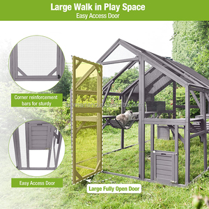Large <strong>Cat</strong> Run Wooden <strong>Cat</strong> Houses <strong>Outdoor</strong> <strong>Enclosure</strong>, Catio <strong>Cat</strong> Cage Kitten Condo-Backyard Run Cage for Pets, Weather Proof Cover - Product Image 3