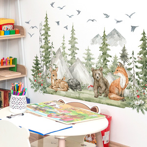 Décoration de <span class=keywords><strong>chambre</strong></span> d'enfant <span class=keywords><strong>stickers</strong></span> <span class=keywords><strong>muraux</strong></span> animaux de la <span class=keywords><strong>jungle</strong></span> cartoon autocollant 3d - Product Image 5