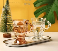 150ml verre main cérémonie ambre créatif verre tasse à café Simple rétro Relief tasse européenne verre Transparent pour l'utilisation du vin