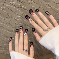 Faux ongles à presser en forme de bec de canard, édition limitée, motif chat peint à la main, style européen, faits à la main, réutilisables