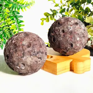 Wholesale Natural Healing Stones Ball Carved Flame Stone Crystal Lunar Meteorite Specimen