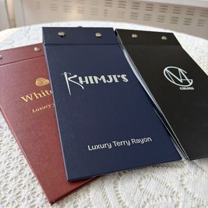 <span class=keywords><strong>Livre</strong></span> d'échantillons de tissus personnalisé en usine et catalogue, album d'échantillons de tissus à spirale avec logo en feuille d'or pour rideaux et textiles de maison - Product Image 4