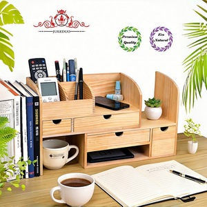 DIY Desktop Storage Rack Wood Grain Rectangular Detachable Drawer Organizer for Office Supplies and <b>Files</b> - Product Image 2
