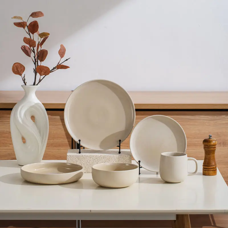 Neues Design Restaurant matte Farbe Glasur runde gesprenkelte Teller und Schalen Hochzeit Geschirr Abendessen Set Geschirr