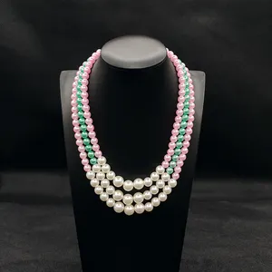 Украшение одежды розовое зеленое жемчужное женское ожерелье греческая ассоциация ювелирные изделия