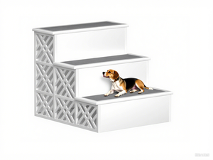 Escaleras para mascotas con diseño tallado 3D de MDF blanco moderno, escalones decorativos fuertes para mascotas, sala de estar puerta trasera para, dormitorio, villas, Apartamentos - Product Image 4