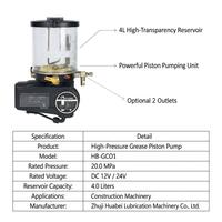 Vente directe usine – Pompe à piston électrique 24 V pour lubrification, pompe à graisse 4 L pour excavatrice