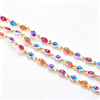 Cadena de eslabones de acero inoxidable con baño de oro PVD de 18K al por mayor, cadena de cable con esmalte de pez para pulseras, collares y accesorios de joyería.