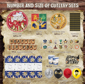 Articoli per Festa di Compleanno a Tema Harry Potter: Piatti, Bicchieri, Tovaglioli, Striscioni, Decorazioni per Cupcake, Decorazioni per Torte, Tovaglia, Palloncini Stampati con Elio - Product Image 6