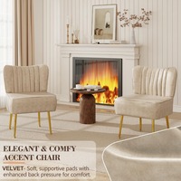 Chaise d'appoint moderne et confortable sans accoudoirs en cuir PU, chaise d'appoint rembourrée pour le salon et la maison