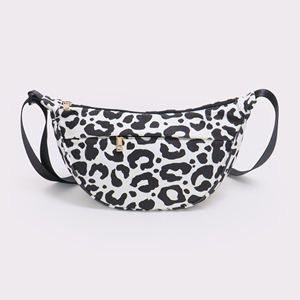 Custom Cow Pattern Canvas Crossbody Bag Moon Shape Sling Shoulder Durable Travel <b>Zip</b> <b>Pouch</b> Lady Portable Fashion Women's - Product Image 2