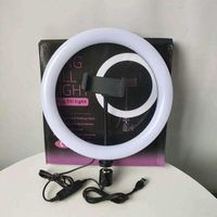 Anneau lumineux pour selfie de 10 pouces, 1 support de téléphone, contrôle par fil, température de couleur réglable 2900-7000K, matériau ABS+LED pour la photographie