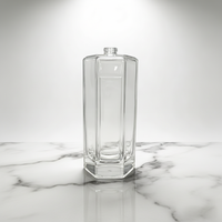Flacon pulvérisateur de parfum hexagonal de luxe vide de 100 ml en verre avec diffuseur à bâtonnets à brume fine, rechargeable, avec écran de protection sérigraphié