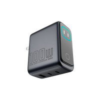 Chargeur GaN AI 100W avec écran TFT, charge rapide, adaptateur d'alimentation USB-C 3 ports SCP