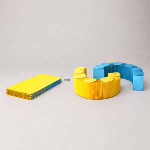 Tabouret en papier modulaire coloré, banc pliable en nid d'abeille pour présentation en magasin, événement, fête, mobilier flexible combinable - Product Image 3
