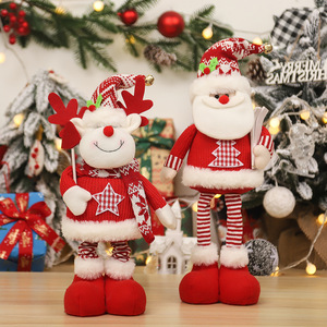 Poupées de Noël en tricot de dessin animé, figurines extensibles réutilisables de Père Noël, bonhomme de neige et elfe, décoration intérieure pour salon et fenêtre - Product Image 3