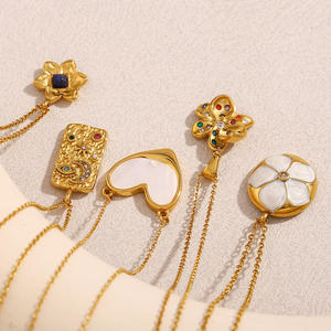 Collar con colgante de corazón de flor de piedra chapado en oro de 18 quilates para mujer, joyería de lujo, cadena llamativa, joyería Bohemia Chic al por mayor - Product Image 3