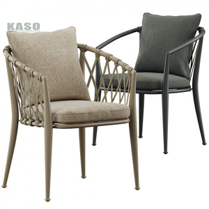 Corde Restaurant Moderne Bricolage Patio Personnaliser Canne Chaises Bois Tissé Conception <span class=keywords><strong>Jardin</strong></span> Armure En Aluminium <span class=keywords><strong>Chaise</strong></span> D'extérieur - Product Image 3