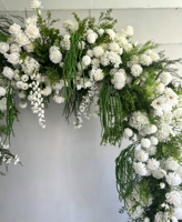 Telón de Fondo de Flores Artificiales de Alta Calidad en Blanco y Verde para Bodas, Arco Floral para Recepción, Decoración para Despedida de Soltera