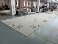 Tapis de salon de haute qualité, design floral, mélange de couleurs gris clair et bleu, de grande marque
