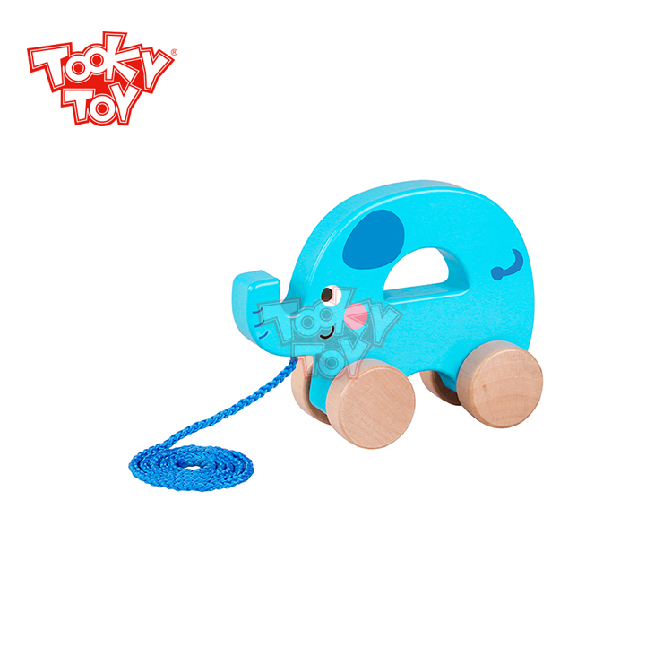 Деревянные животных Слон Push тянуть вдоль ходьба игрушка