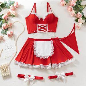 Lingerie Erotica Europea e Americana con Spalline Sexy, Puro Desiderio, Tentazione e Passione, Set di Lingerie Costume da Cameriera - Product Image 6