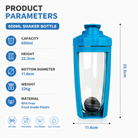 Bouteille d'eau en Tritan de 700 ml/23 oz personnalisable, écologique, pour la gym et le sport, avec couvercle à vis anti-fuite, pour boire directement