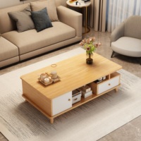 Table basse moderne en MDF avec tiroir de rangement pour salon, table centrale avec étagère ouverte et pieds en PVC, mobilier de maison