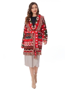 Inverno maniche lunghe di alta qualità in lana Jacquard nappa girocollo oversize <span class=keywords><strong>cardigan</strong></span> <span class=keywords><strong>rosso</strong></span> natale - Product Image 5