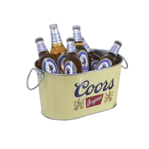 Cubos de hielo galvanizados con logotipo personalizado con asa para tinas de bebidas, cerveza, vino, champán, fiesta, hogar, bares, restaurantes - Product Image 1
