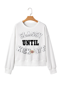 <span class=keywords><strong>Felpa</strong></span> allentata con lettere di <span class=keywords><strong>peluche</strong></span> da <span class=keywords><strong>donna</strong></span> di classe fino al calcio d'inizio - Product Image 6