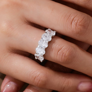 10k 14k 18k oro bianco taglio ovale diamanti certificati IGI fatto a mano su misura di nozze anelli di alta gioielleria per coppie Online - Product Image 3