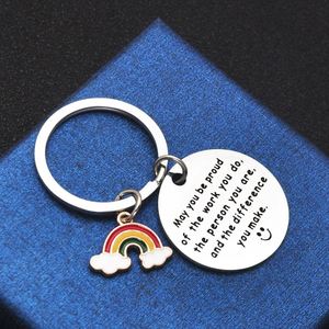 Excelentes Regalos para Maestros, Llavero de Acero Inoxidable Brillante con la Frase 'Que Puedas Estar Orgulloso/a del Trabajo', Llavero de Acero Inoxidable - Product Image 5