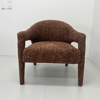 Fauteuil d'appoint minimaliste de luxe léger, écologique, ergonomique, surdimensionné, en velours, style mi-siècle moderne pour salon