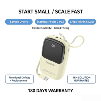 Batterie externe 10000 mAh PD 20W QC à charge rapide, protocole complet, double câble, affichage numérique LED, mini chargeur pour téléphone, idéal pour l'extérieur