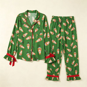 Christmas Pajamas for Women Bamboo Viscose Soft Sleepwear Set Long Sleeve Holiday <b>Pjs</b> Women's Nightwear Lounge Set night suits - Product Image 2