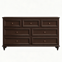 Commode de chambre à coucher modulaire minimaliste en bois massif de style américain traditionnel, 7 tiroirs, rangement, écologique, multi-usages