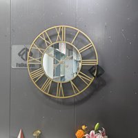Horloge murale décorative en métal doré de luxe moderne de grande taille française de 60 cm avec miroir, pour la maison, le bureau, livraison directe DDP