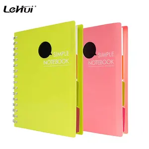 Alibaba vendedor superior 2 Pack (Rosa verde) 4 sujeto A5 PP cuaderno de tapa dura cuadernos de espiral con cada 240 páginas