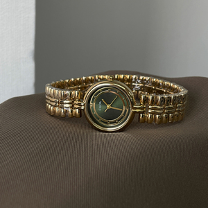 CILOA Montre pour femme avec cadran rond vert, bracelet en métal, montre-bracelet à quartz décontractée et tendance - Product Image 2