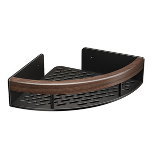 Shu Zheng Bathroom <b>Shelf</b> Corner Mounted Two Tier Walnut Wood Storage Rack For Toilet Shower Durable - Product Image 5