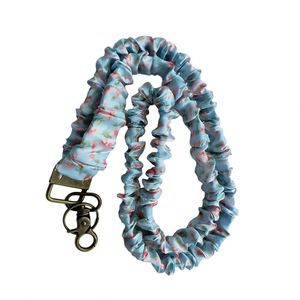 High-quality Retractable Keychain Holder Custom Cotton Satin UV Printed Cute Style Handmade Scrunchie Lanyard Embossing Hook - Product Image 3